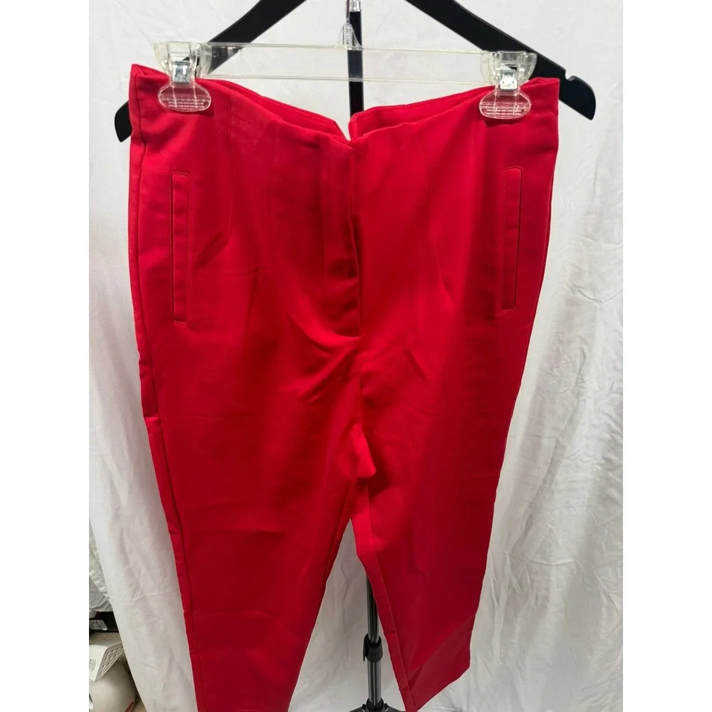 Milk & Honey Women's Red XL High Waist Cigarette Ankle Pants with Seam Detail